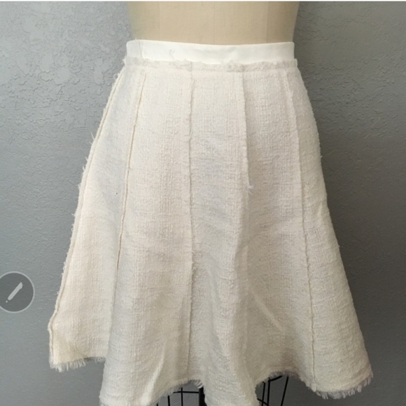 Rebecca Taylor tweed & leather Godet Skirt - Picture 2 of 6